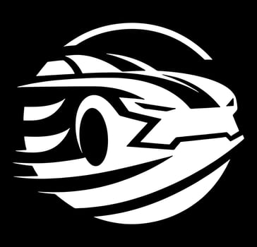 A black and white logo of a car with a white stripe vector