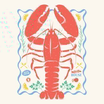 Lobster fish Seafood vintage artwork for t shirt print , poster and other uses. vector