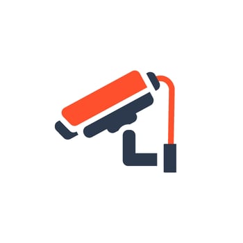 A stylized icon that vividly represents work safety featuring a surveillance camera, which is essential for ensuring secure and safe environments in various workplaces and protecting employees vector