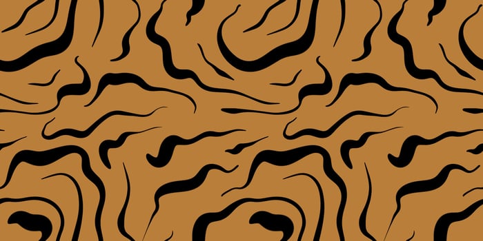 Abstract seamless pattern featuring flowing black lines on a warm brown background vector
