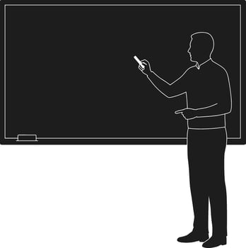Silhouette of Teacher Writing on Chalkboard - Education for Back to School vector