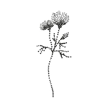 A black and white drawing of a flower with dots vector