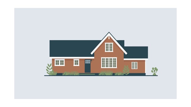 Modern ranch house exterior design illustration vector