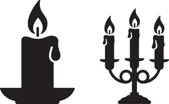 candle and candle icon set vector