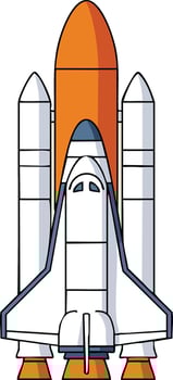Space shuttle rocket illustration with orange fuel tank and white boosters design vector