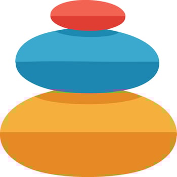 Stacked colorful stones balanced in abstract illustration representing harmony and balance in natural design vector