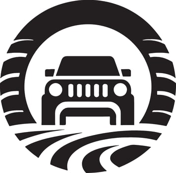 Black and white logo of a jeep vector
