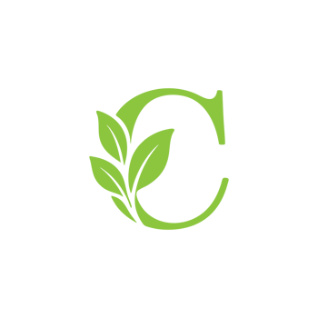 Green letter C with leaves inside it. png