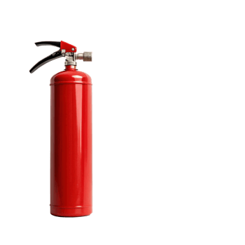 Red fire extinguisher on transparent background, ready for emergency use png