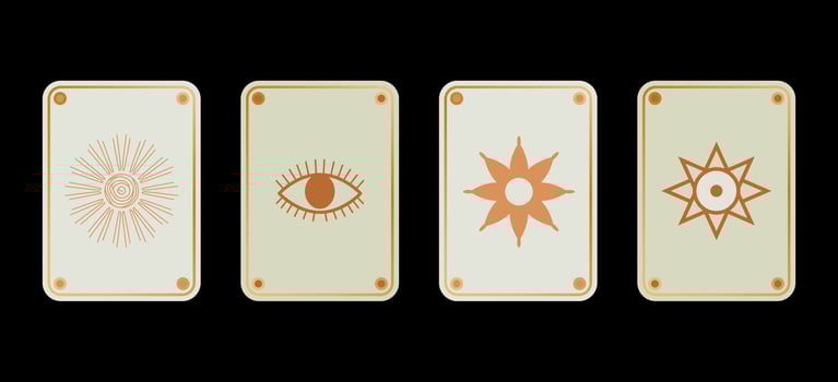 Bohemian tarot card deck featuring mystical symbols and intricate designs. Ideal for spiritual guidance, divination, boho-inspired art, and unique tarot collections. vector