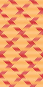 Tie seamless fabric, blank pattern textile tartan. Scratch background check plaid texture in orange and red colors. vector