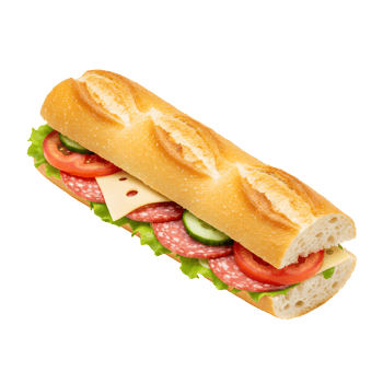 A Long Salami And Cheese Baguette Sandwich png