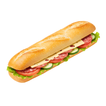 Delicious Salami And Cheese Sub Sandwich On A Baguette png