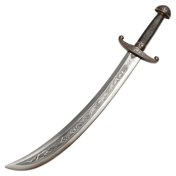 Persian shamshir sword showing its curved blade on transparent background png