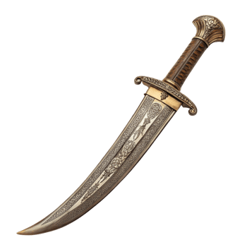 Ancient ottoman kandjar dagger isolated on transparent background png