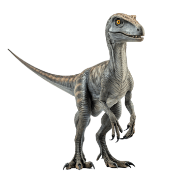 Velociraptor dinosaur standing on transparent background png