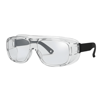 Clear Safety Glasses with Black Frame on Transparent Background png