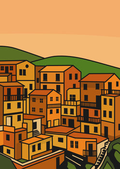 residential housing building flat pastel color illustration design art vector