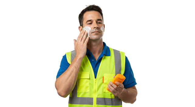 Man Applying Sunscreen on Face Outdoors png
