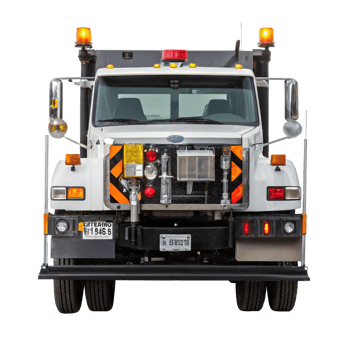 Front view of asphalt hot box patch truck isolated on transparent background png