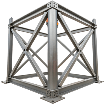 Hydro tower lattice welder fitting high strength steel structure on transparent background png