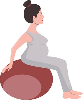 Pregnant Girl Yoga Pose Character with Flat Design vector