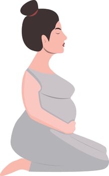 Pregnant Girl Yoga Pose Character with Cartoon Design. vector