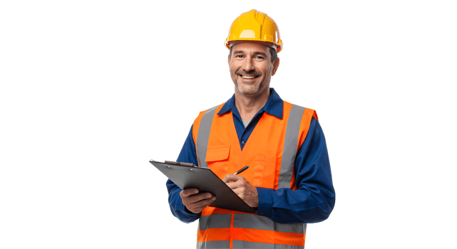 Smiling Construction Worker with Clipboard png