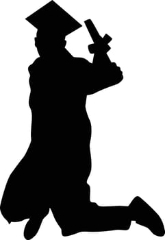 Men jumping graduate pose silhouette vector