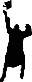 Men jumping throw graduate cap silhouette vector