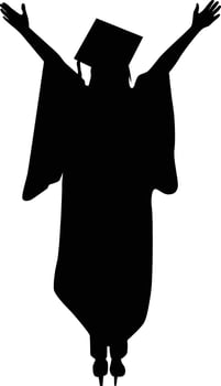 Women college graduation silhouette vector