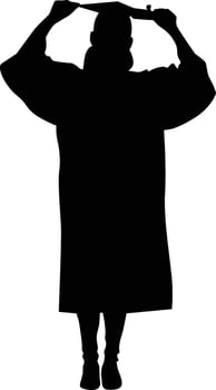 Women holding graduate cap silhouette vector
