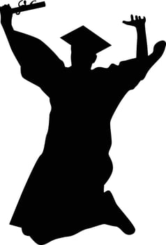 Graduate jump pose silhouette vector