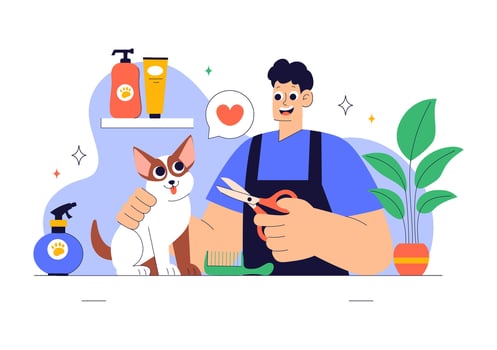 Animal Grooming Day Illustration in Flat Style Background vector