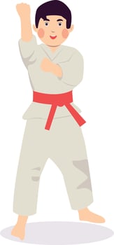 Cute Boy Karate Character in Flat Design vector