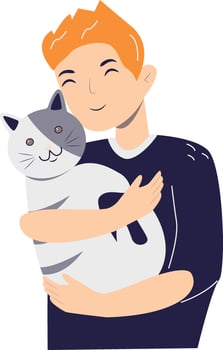 Illustration of Man and Cute Cat vector