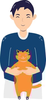 Illustration of Man and Cat vector