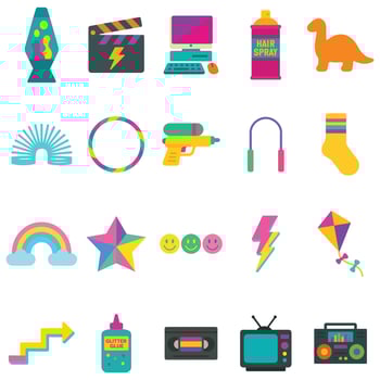 bundle of Airplane 90s nostalgic illustration, nostalgic 1990s colorful clipart, 90s nostalgic design sublimation vector