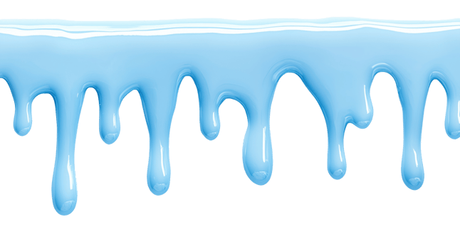Sweet blue confectionery glaze dripping down from top edge, isolated on transparent background png