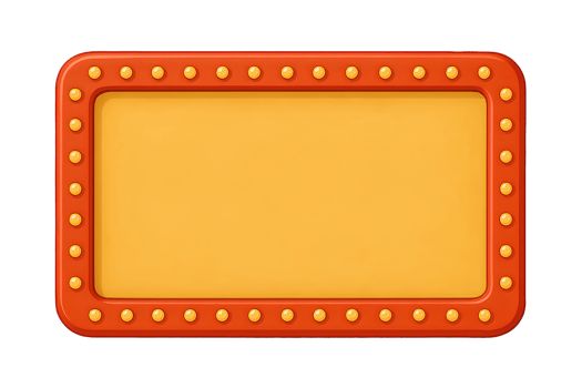 Cartoon Rectangular Frame with Light Bulbs Isolated on Transparent Background png