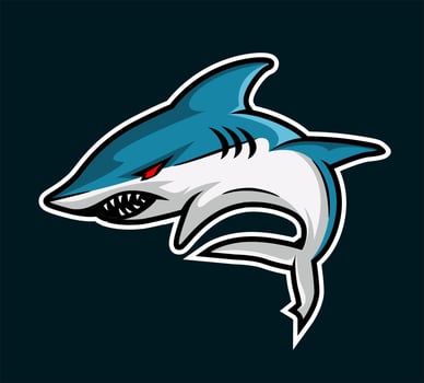 blue shark mascot logo design vector