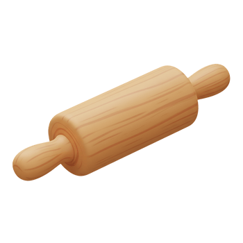 Isolated 3d render of a wooden rolling pin kitchen cooking equipment illustration png