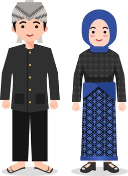 Banten Traditional Clothes - Indonesian Culture Flat Cartoon Illustration vector