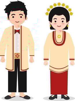 Maluku Utara Traditional Clothes - Indonesian Culture Flat Cartoon Illustration vector