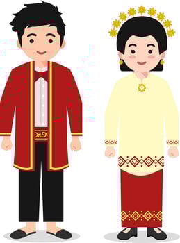 Maluku Traditional Clothes - Indonesian Culture Flat Cartoon Illustration vector