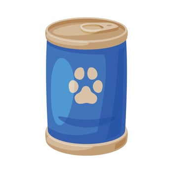 Aluminum Can Pet Food Cartoon Style Illustration on White Background vector