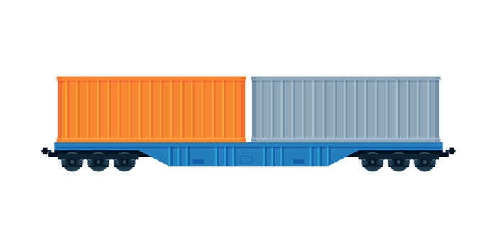 Cargo Train Wagons, Side, View, Railroad Transportation Flat Illustration on White Background vector