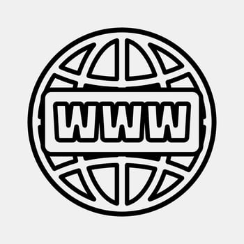 Icon domain name. Internet network elements. Icon in line style. vector