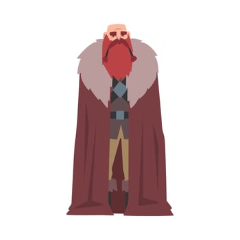 Viking, Strong Red Scandinavian Warrior Character in Traditional Clothes Illustration vector