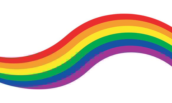 Curved Rainbow Pride Banner , LGBT Pride Flag Rainbow Ribbon Illustration. Wavy Rainbow Ribbon with LGBT Pride Flag Colors vector